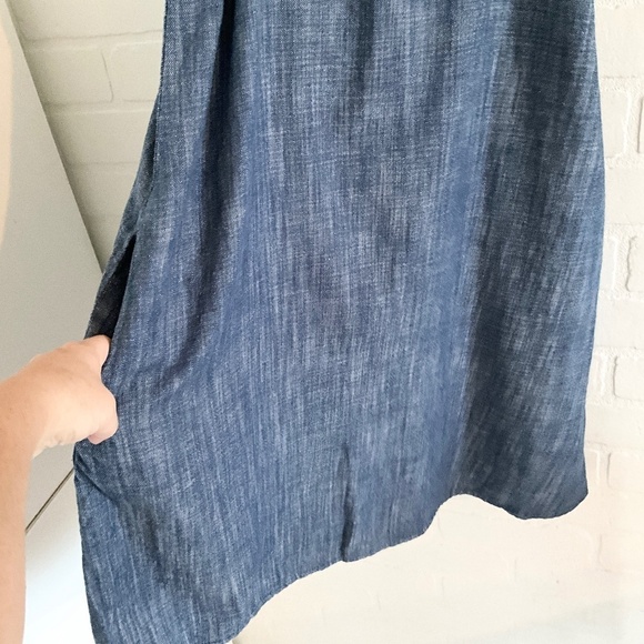 Anthropologie Amadi Mini dress Denim Blue Cream Rope-Strap Pockets Sz XS - Picture 7 of 12